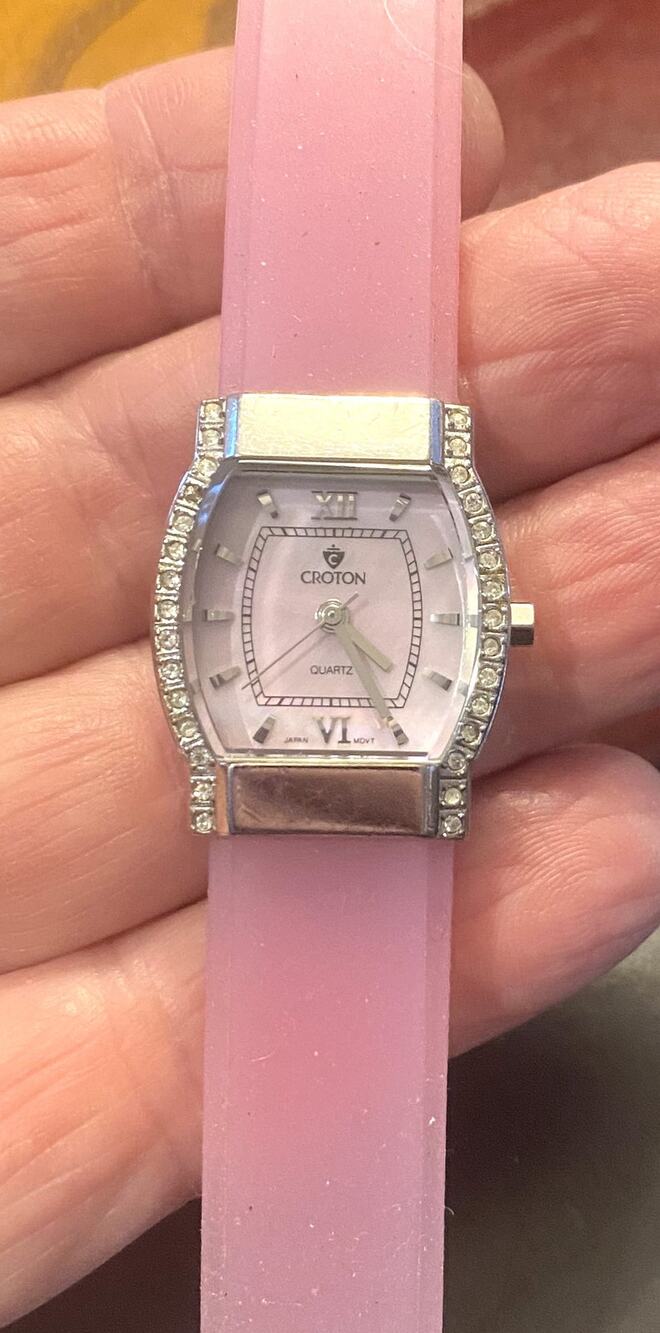 Women's Croton Watch, Lavender Tint MOP Face, Translucent Band, Crystal Accents